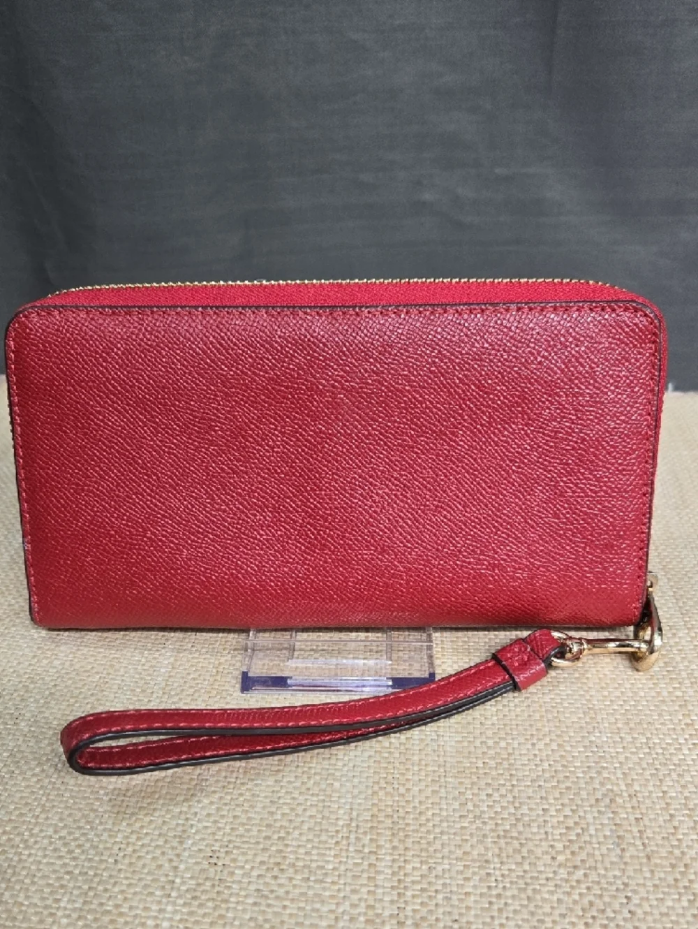 Coach Red Saffiano Zip-Around Wristlet Wallet with Detachable Strap - Picture 2 of 13
